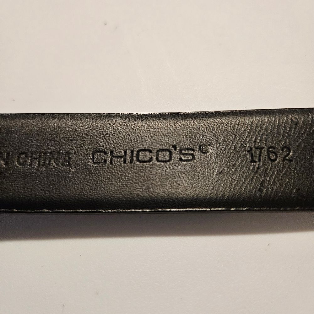 Chico's Black Leather Belt Sz S-XL 41" Adjustalbe - Picture 2 of 9